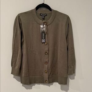 New- Cable & Gauge Khaki Button-Up Cardigan